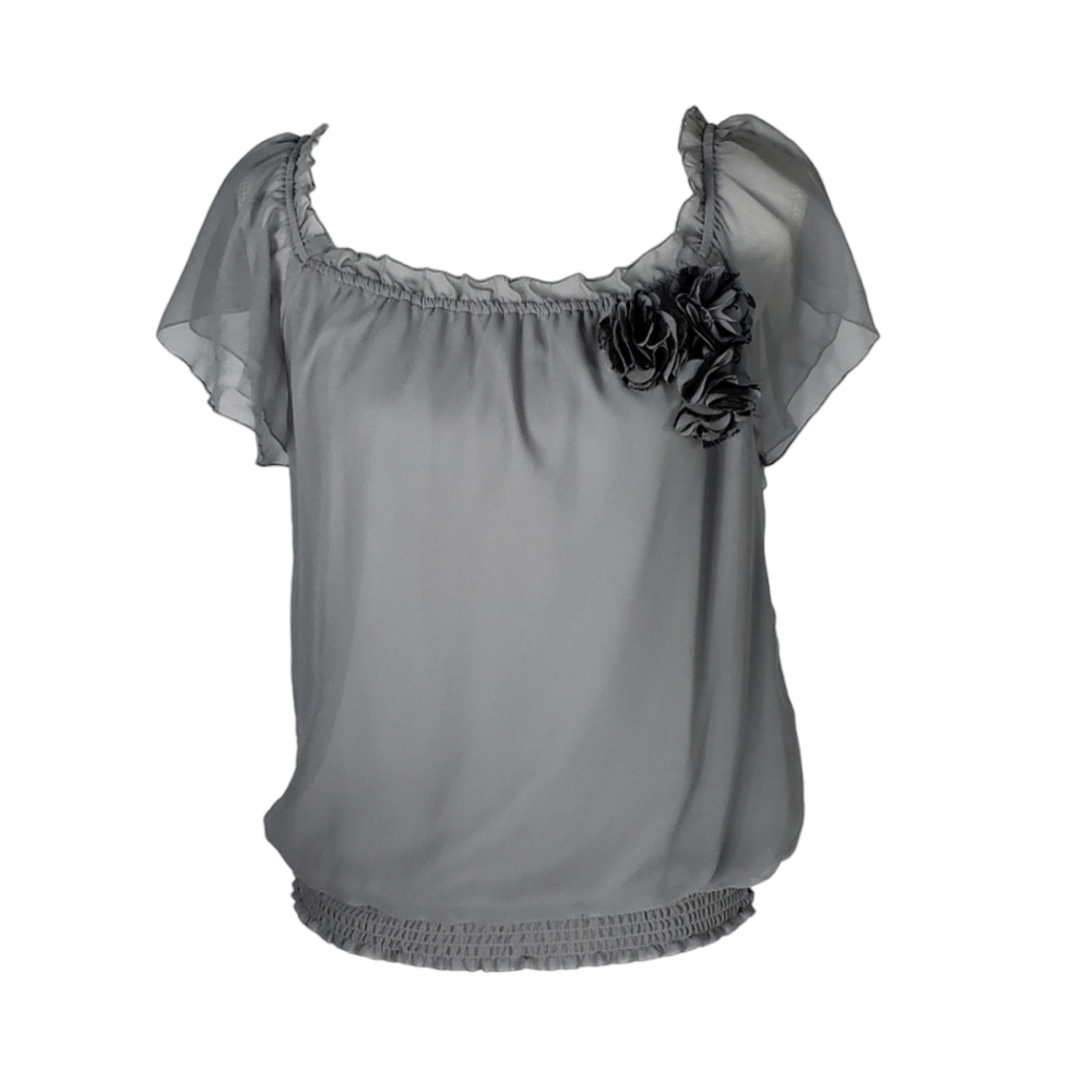 Dress Barn S Gray Peasant Top